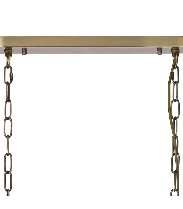 DeRuyter Semi Flush/Pendant Bar 3 Light Adjustable E27 Antique Brass/Frosted Glass-6