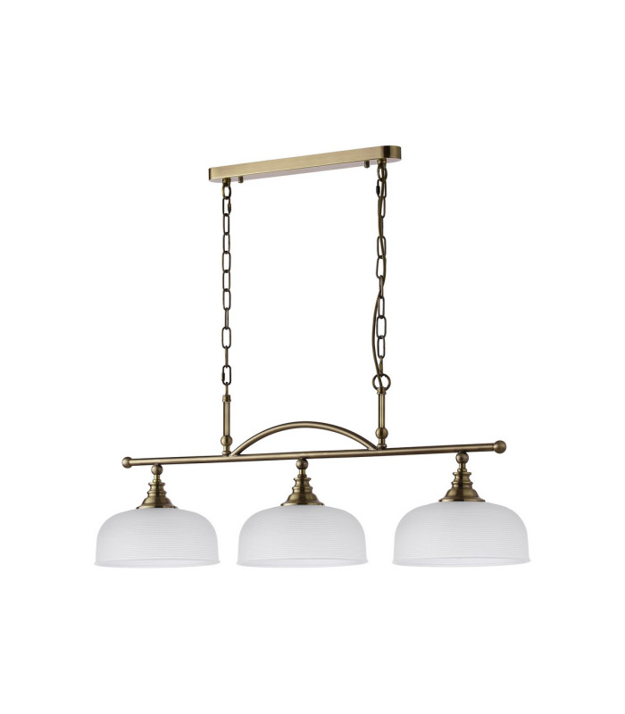 DeRuyter Semi Flush/Pendant Bar 3 Light Adjustable E27 Antique Brass/Frosted Glass-9