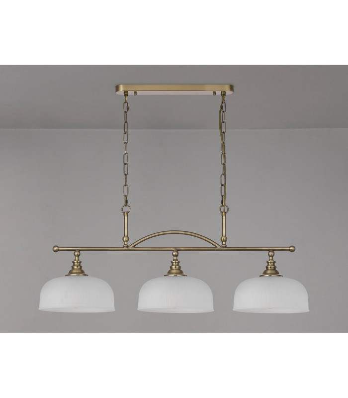 DeRuyter Semi Flush/Pendant Bar 3 Light Adjustable E27 Antique Brass/Frosted Glass-10