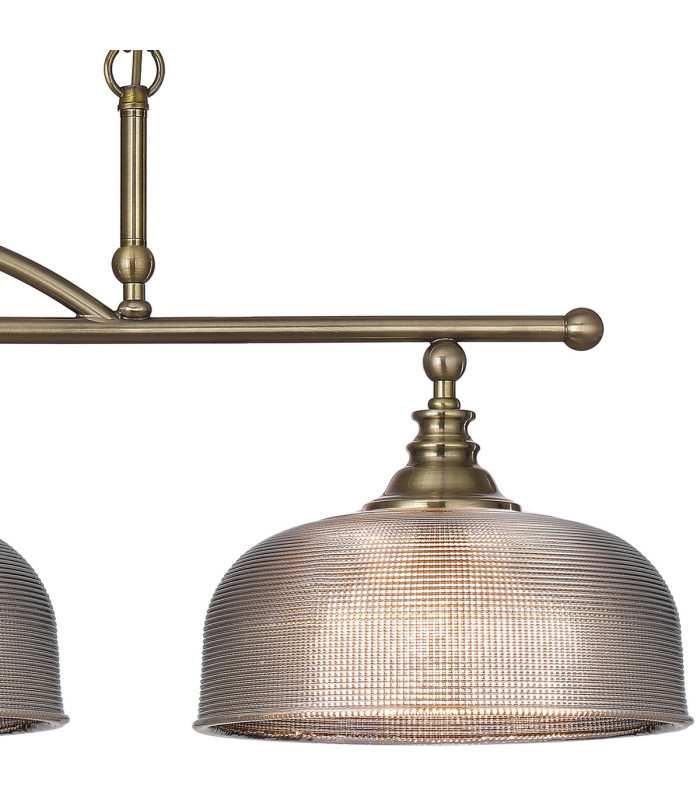 DeRuyter Semi Flush/Pendant Bar 3 Light Adjustable E27 Antique Brass/Smoke Glass-7