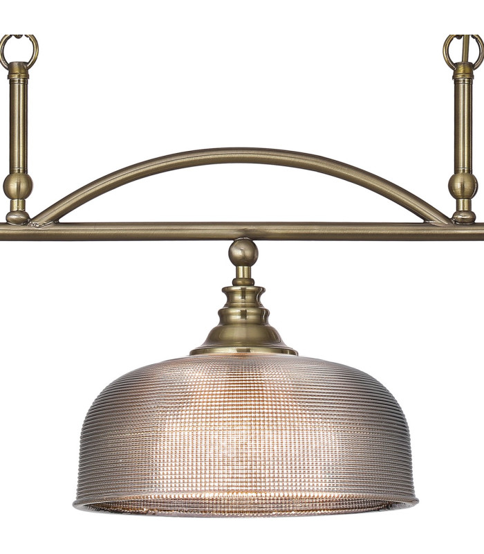 DeRuyter Semi Flush/Pendant Bar 3 Light Adjustable E27 Antique Brass/Smoke Glass-8