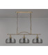 DeRuyter Semi Flush/Pendant Bar 3 Light Adjustable E27 Antique Brass/Smoke Glass-10