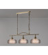 DeRuyter Semi Flush/Pendant Bar 3 Light Adjustable E27 Antique Brass/Smoke Glass-11