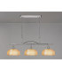 DeRuyter Semi Flush/Pendant Bar 3 Light Adjustable E27 Polished Nickel/Amber Glass-3