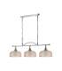 DeRuyter Semi Flush/Pendant Bar 3 Light Adjustable E27 Polished Nickel/Amber Glass-6