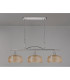 DeRuyter Semi Flush/Pendant Bar 3 Light Adjustable E27 Polished Nickel/Amber Glass-10