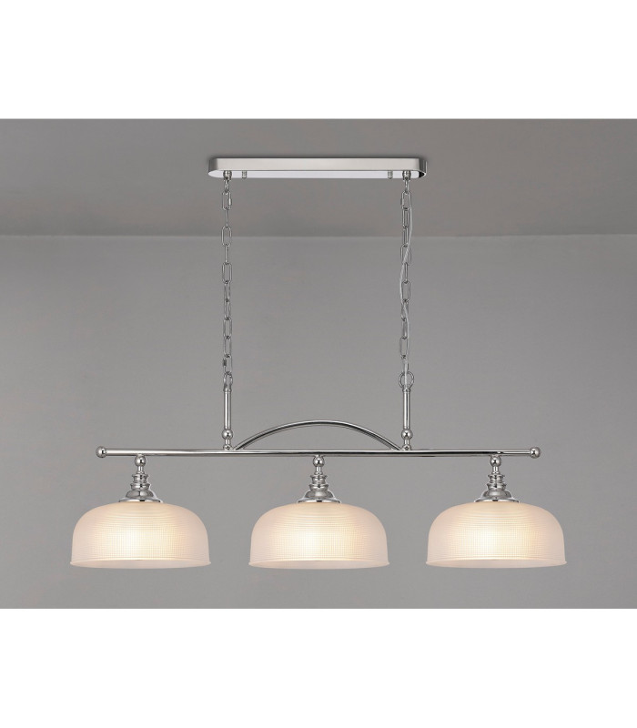DeRuyter Semi Flush/Pendant Bar 3 Light Adjustable E27 Polished Nickel/Frosted Glass-3
