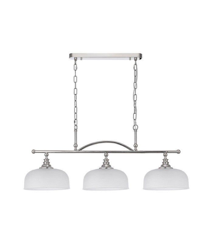 DeRuyter Semi Flush/Pendant Bar 3 Light Adjustable E27 Polished Nickel/Frosted Glass-4