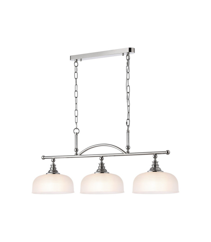 DeRuyter Semi Flush/Pendant Bar 3 Light Adjustable E27 Polished Nickel/Frosted Glass-5