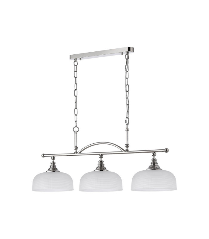 DeRuyter Semi Flush/Pendant Bar 3 Light Adjustable E27 Polished Nickel/Frosted Glass-9