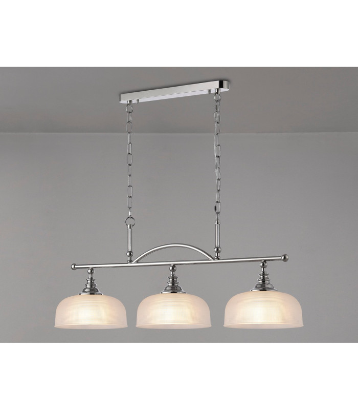 DeRuyter Semi Flush/Pendant Bar 3 Light Adjustable E27 Polished Nickel/Frosted Glass-11