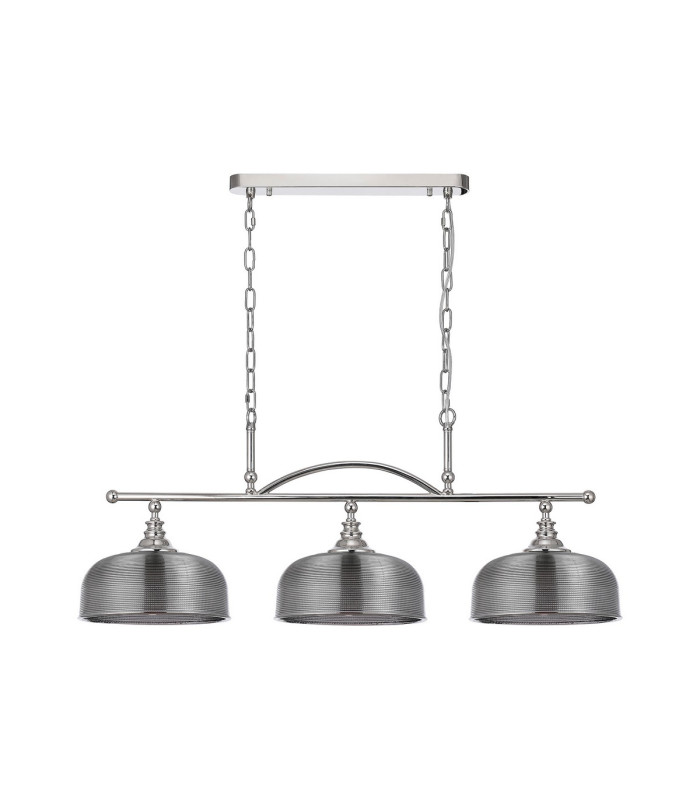 DeRuyter Semi Flush/Pendant Bar 3 Light Adjustable E27 Polished Nickel/Smoke Glass-4