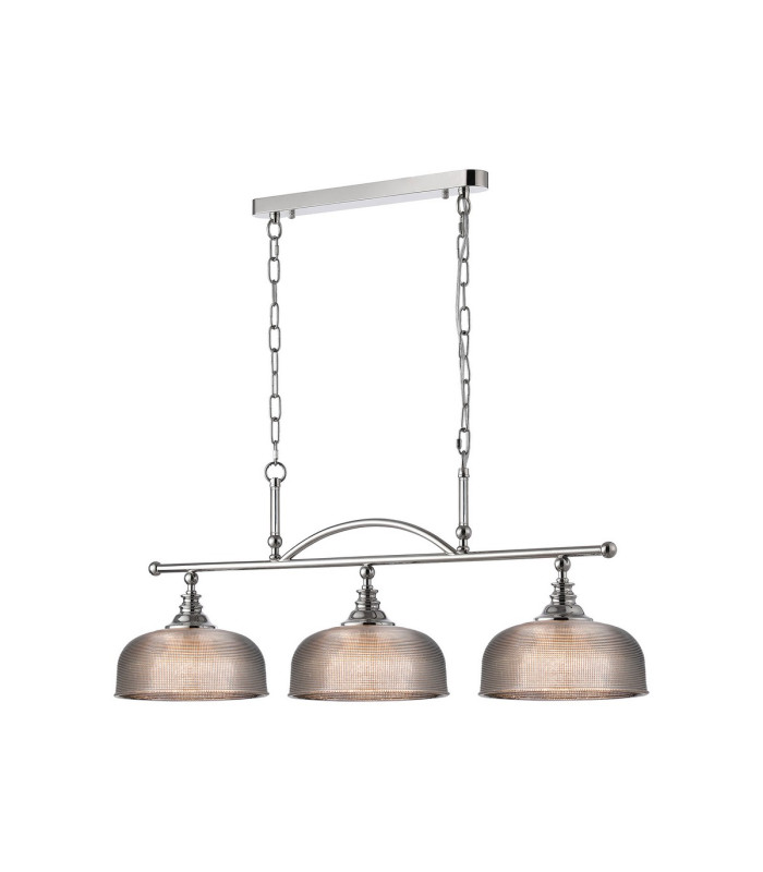 DeRuyter Semi Flush/Pendant Bar 3 Light Adjustable E27 Polished Nickel/Smoke Glass-5