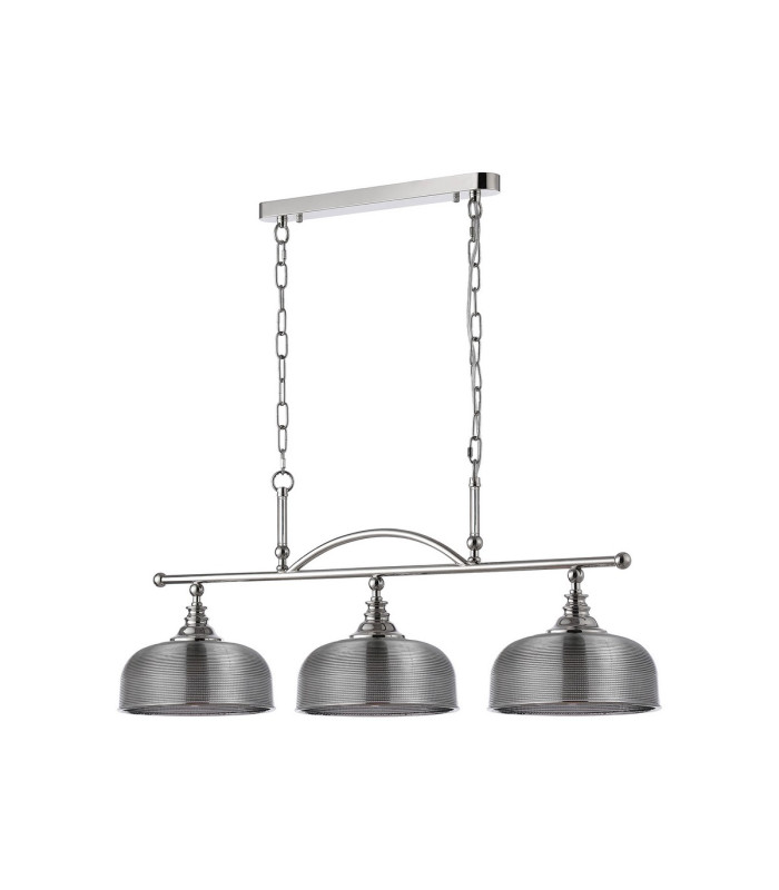 DeRuyter Semi Flush/Pendant Bar 3 Light Adjustable E27 Polished Nickel/Smoke Glass-9