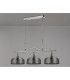 DeRuyter Semi Flush/Pendant Bar 3 Light Adjustable E27 Polished Nickel/Smoke Glass-12
