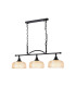 DeRuyter Semi Flush/Pendant Bar 3 Light Adjustable E27 Satin Black/Amber Glass-5
