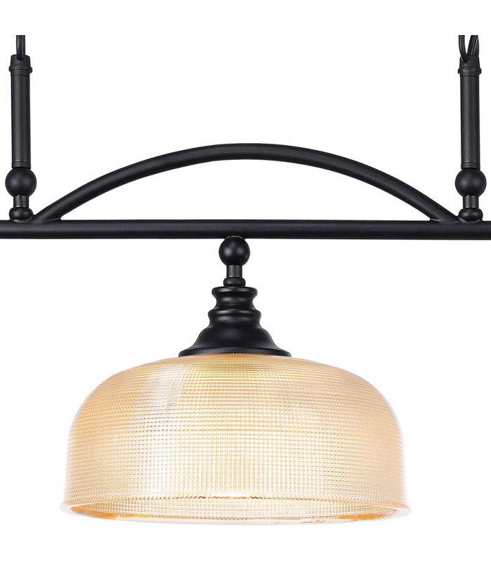 DeRuyter Semi Flush/Pendant Bar 3 Light Adjustable E27 Satin Black/Amber Glass-8