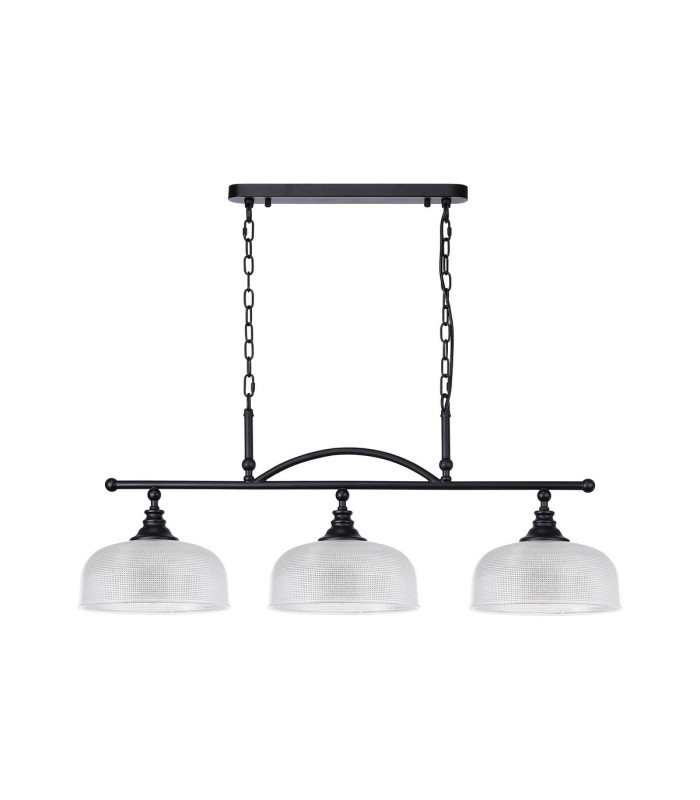 DeRuyter Semi Flush/Pendant Bar 3 Light Adjustable E27 Satin Black/Clear Glass-4