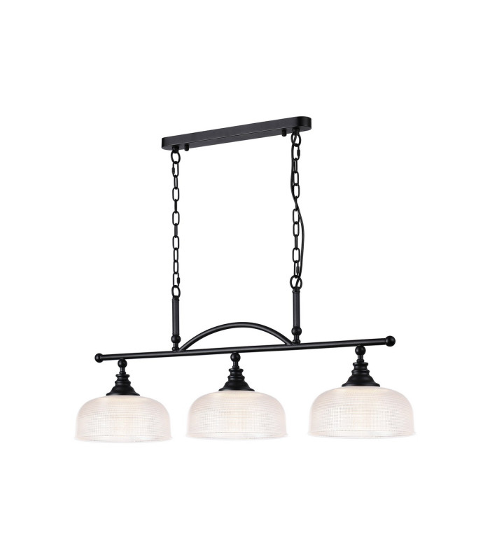 DeRuyter Semi Flush/Pendant Bar 3 Light Adjustable E27 Satin Black/Clear Glass-5
