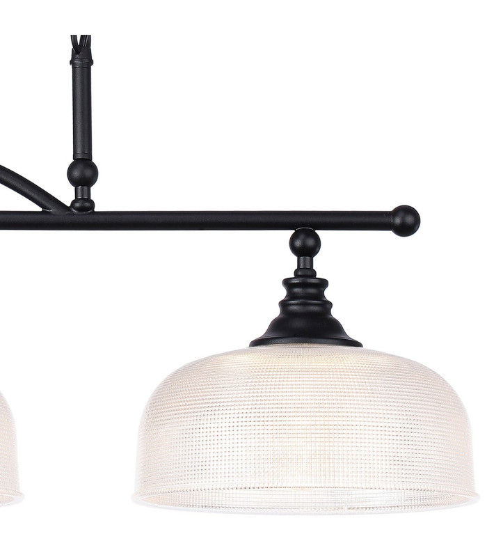 DeRuyter Semi Flush/Pendant Bar 3 Light Adjustable E27 Satin Black/Clear Glass-7