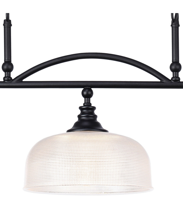 DeRuyter Semi Flush/Pendant Bar 3 Light Adjustable E27 Satin Black/Clear Glass-8