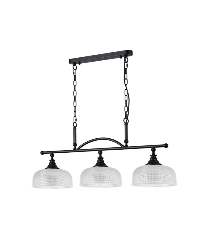 DeRuyter Semi Flush/Pendant Bar 3 Light Adjustable E27 Satin Black/Clear Glass-9