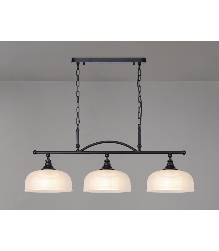 DeRuyter Semi Flush/Pendant Bar 3 Light Adjustable E27 Satin Black/Frosted Glass-3
