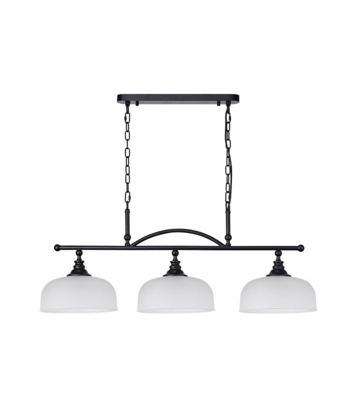 DeRuyter Semi Flush/Pendant Bar 3 Light Adjustable E27 Satin Black/Frosted Glass-4
