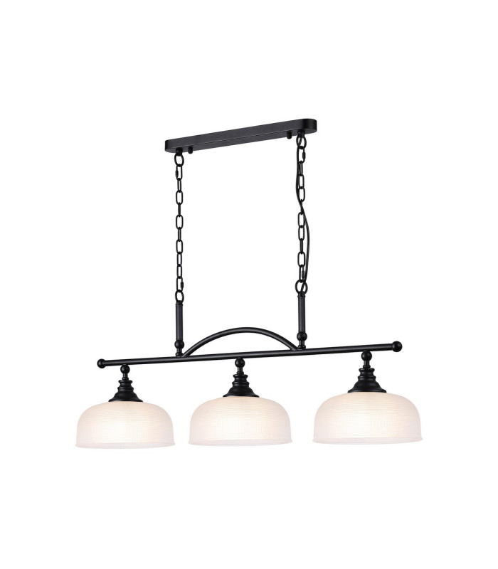DeRuyter Semi Flush/Pendant Bar 3 Light Adjustable E27 Satin Black/Frosted Glass-5