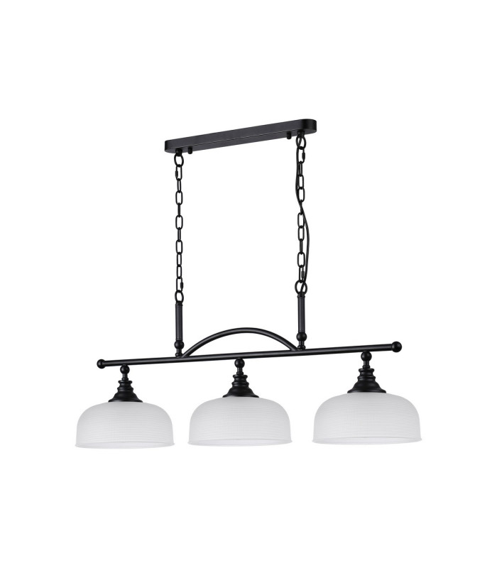DeRuyter Semi Flush/Pendant Bar 3 Light Adjustable E27 Satin Black/Frosted Glass-9