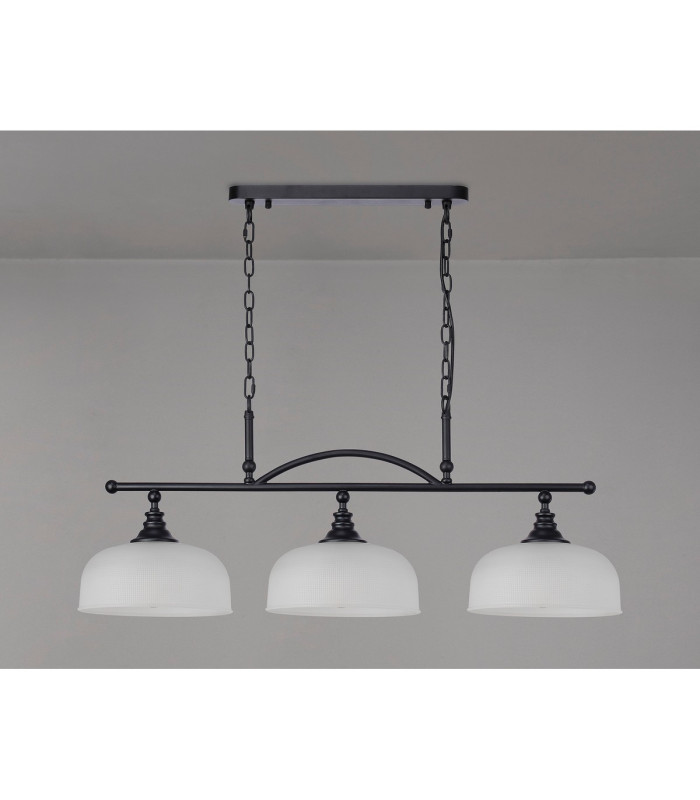 DeRuyter Semi Flush/Pendant Bar 3 Light Adjustable E27 Satin Black/Frosted Glass-10