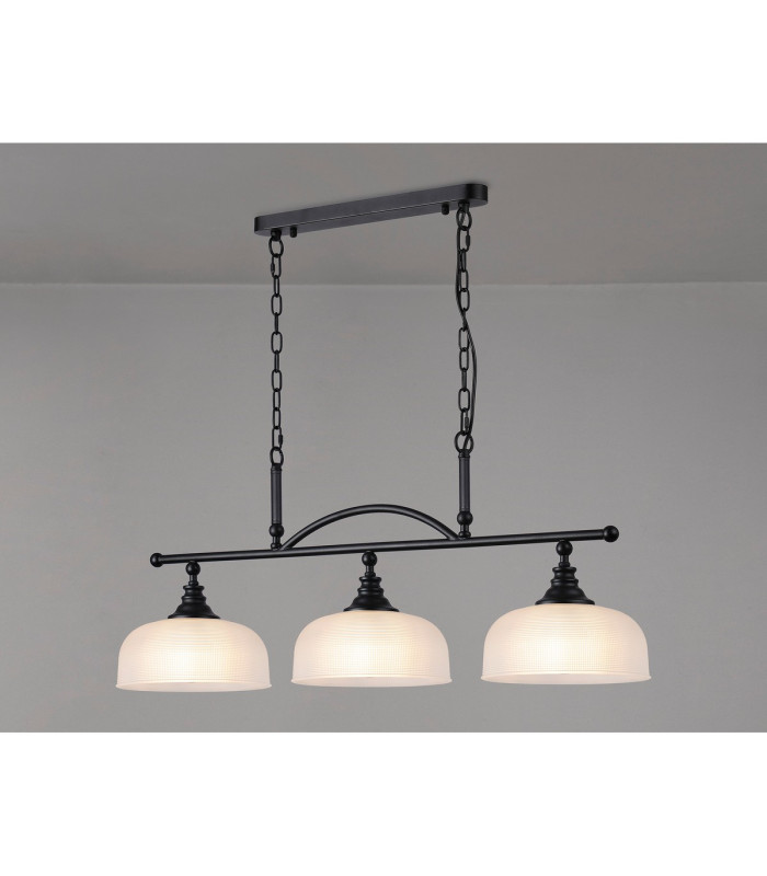 DeRuyter Semi Flush/Pendant Bar 3 Light Adjustable E27 Satin Black/Frosted Glass-11