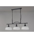 DeRuyter Semi Flush/Pendant Bar 3 Light Adjustable E27 Satin Black/Frosted Glass-12
