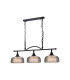 DeRuyter Semi Flush/Pendant Bar 3 Light Adjustable E27 Satin Black/Smoke Glass-5