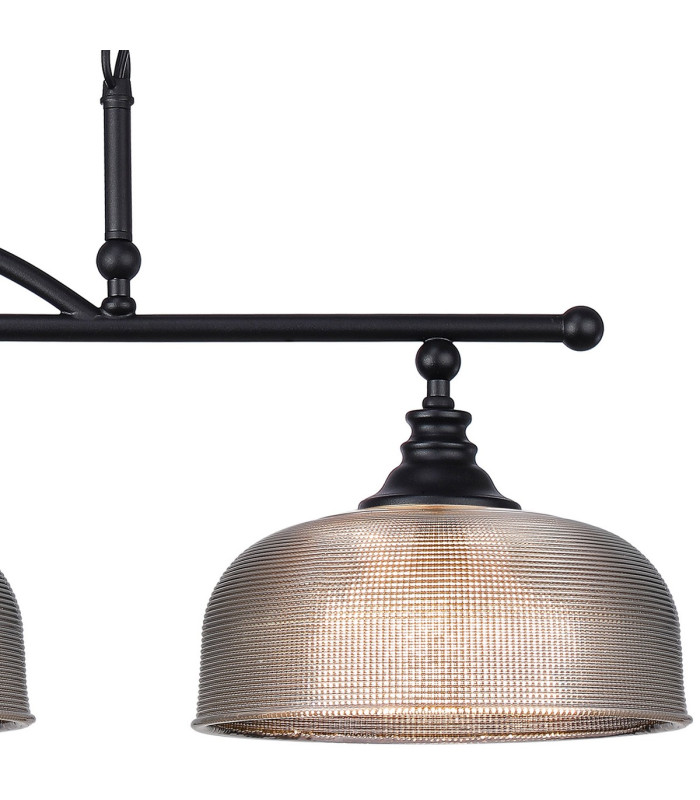 DeRuyter Semi Flush/Pendant Bar 3 Light Adjustable E27 Satin Black/Smoke Glass-7