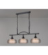 DeRuyter Semi Flush/Pendant Bar 3 Light Adjustable E27 Satin Black/Smoke Glass-11