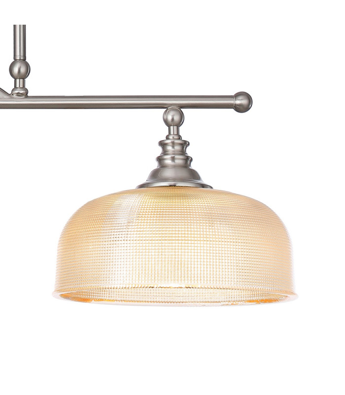 DeRuyter Semi Flush/Pendant Bar 3 Light Adjustable E27 Satin Nickel/Amber Glass-7