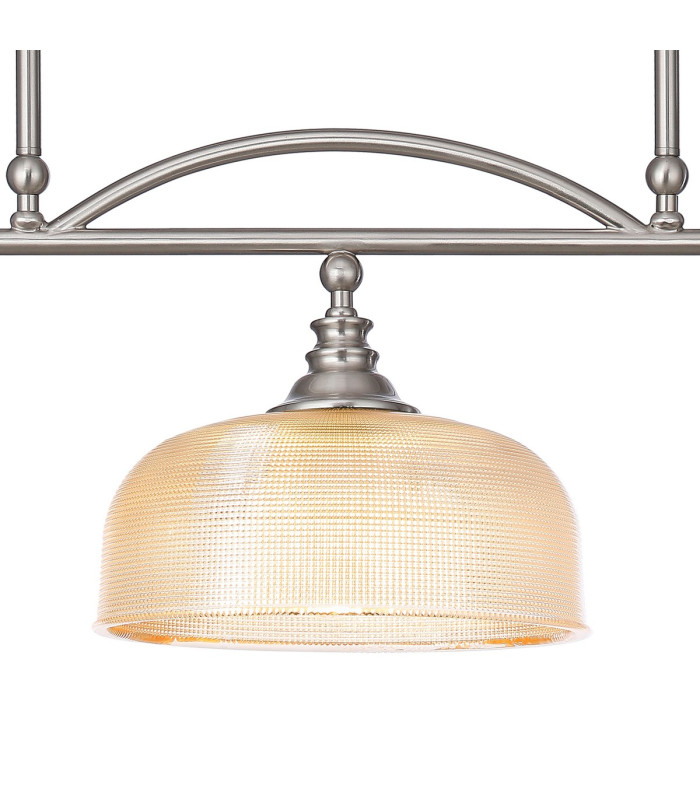 DeRuyter Semi Flush/Pendant Bar 3 Light Adjustable E27 Satin Nickel/Amber Glass-8