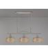 DeRuyter Semi Flush/Pendant Bar 3 Light Adjustable E27 Satin Nickel/Amber Glass-10