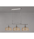 DeRuyter Semi Flush/Pendant Bar 3 Light Adjustable E27 Satin Nickel/Amber Glass-12