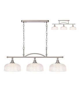 DeRuyter Semi Flush/Pendant Bar 3 Light Adjustable E27 Satin Nickel/Clear Glass-1