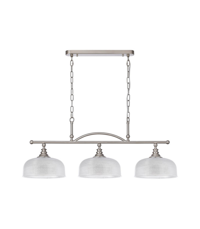 DeRuyter Semi Flush/Pendant Bar 3 Light Adjustable E27 Satin Nickel/Clear Glass-4