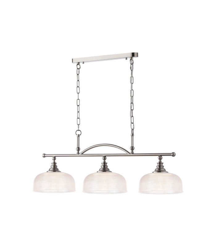 DeRuyter Semi Flush/Pendant Bar 3 Light Adjustable E27 Satin Nickel/Clear Glass-5