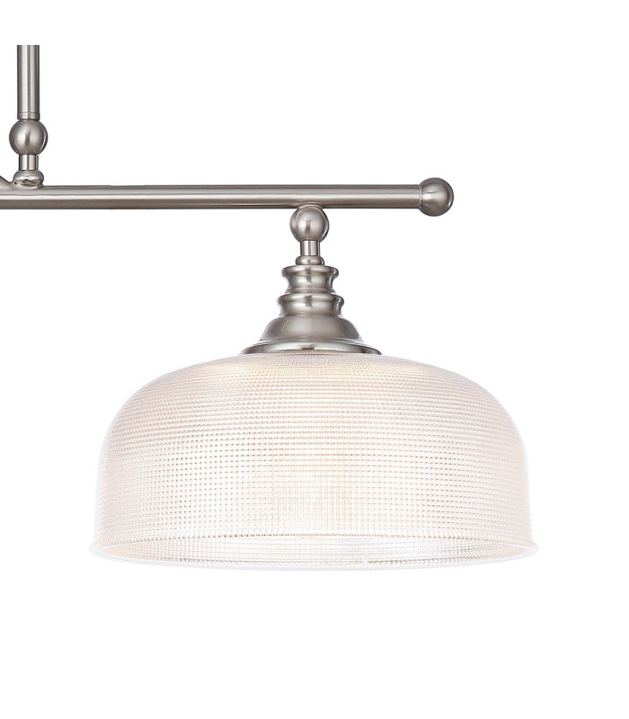 DeRuyter Semi Flush/Pendant Bar 3 Light Adjustable E27 Satin Nickel/Clear Glass-7