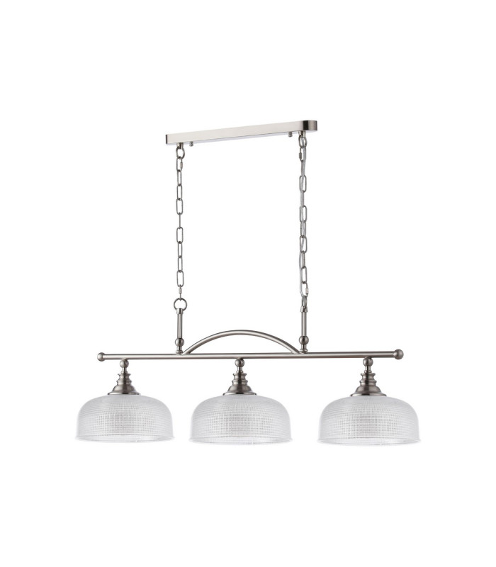 DeRuyter Semi Flush/Pendant Bar 3 Light Adjustable E27 Satin Nickel/Clear Glass-9