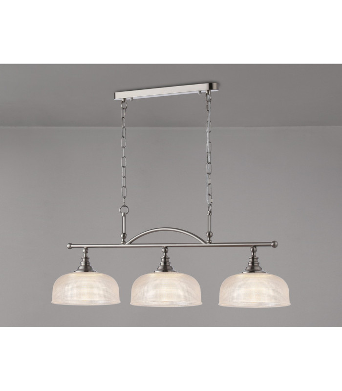 DeRuyter Semi Flush/Pendant Bar 3 Light Adjustable E27 Satin Nickel/Clear Glass-11