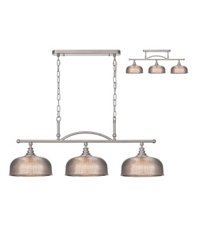 DeRuyter Semi Flush/Pendant Bar 3 Light Adjustable E27 Satin Nickel/Smoke Glass-1