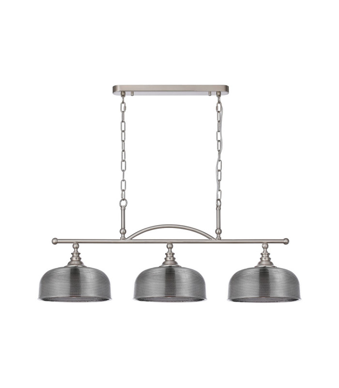 DeRuyter Semi Flush/Pendant Bar 3 Light Adjustable E27 Satin Nickel/Smoke Glass-4