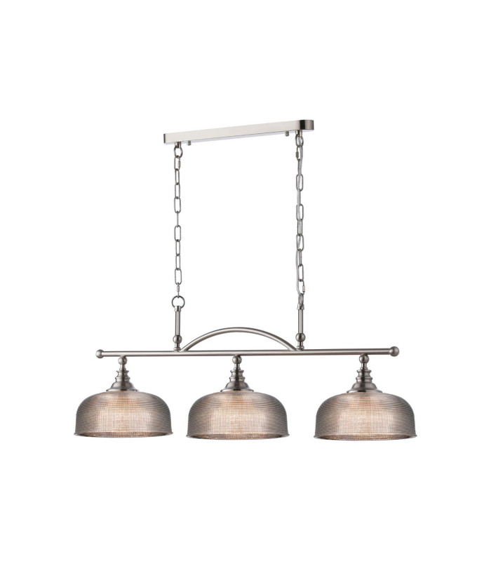 DeRuyter Semi Flush/Pendant Bar 3 Light Adjustable E27 Satin Nickel/Smoke Glass-5
