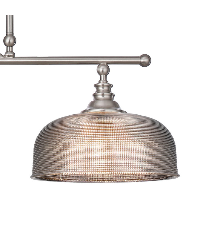 DeRuyter Semi Flush/Pendant Bar 3 Light Adjustable E27 Satin Nickel/Smoke Glass-7